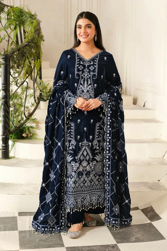 Raeesa - Sheen Luxury Velvet - HV-08-Soil - Unstitched