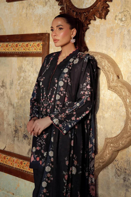 Sahar - Elara Fall Winter Printed Collection - AW1-25-01-Blue Noir Bloom - Unstitched