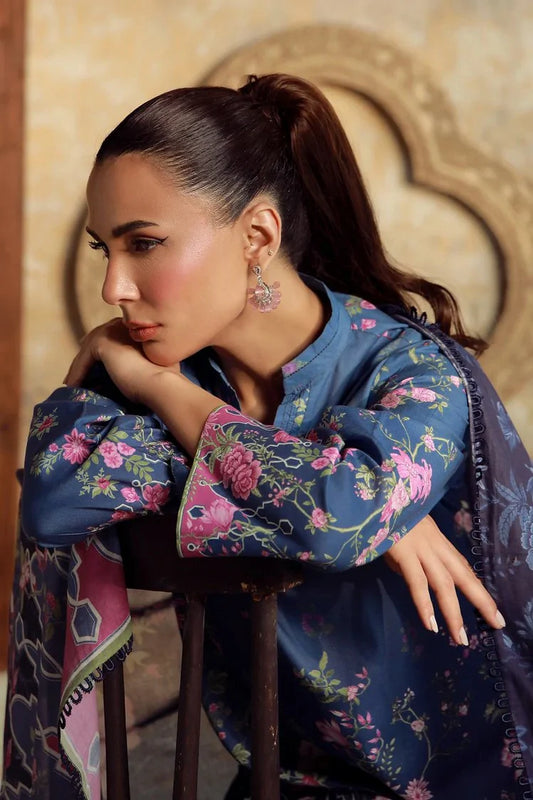 Sahar - Elara Fall Winter Printed Collection - AW1-25-02-Pink Sky Garden - Unstitched