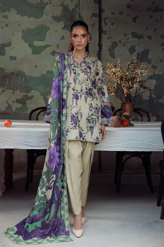 Sahar - Elara Fall Winter Printed Collection - AW1-25-07-Ivory Wisteria - Unstitched