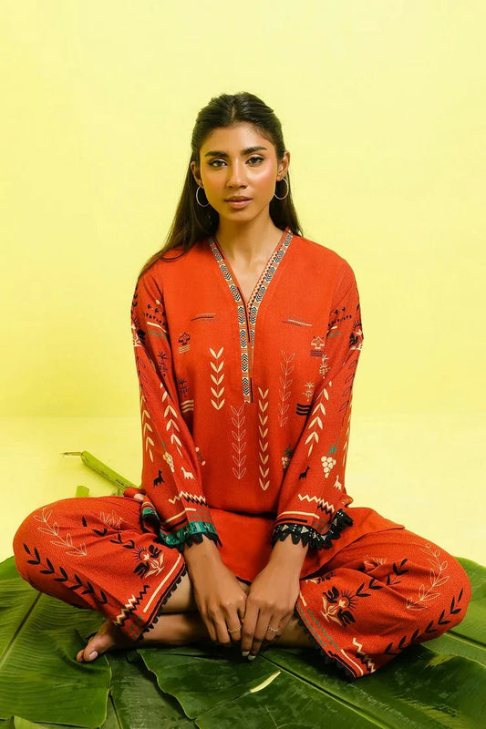 Sahar - Elara Fall Winter 2 Piece Printed Collection - AW1-25-25-Rustic Aztec - Unstitched