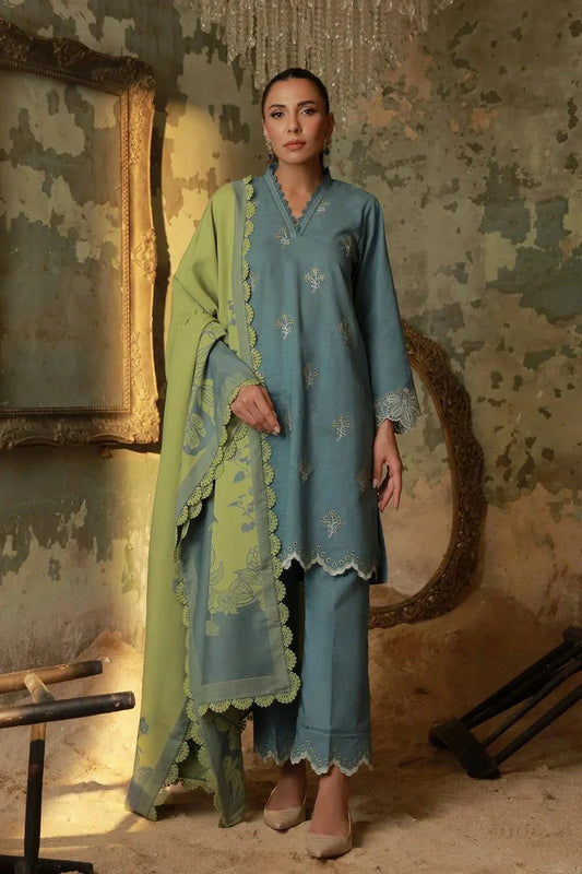 Sahar - Fall Embroidered Edit - AW1-25-13-Aqua Meadow - Unstitched