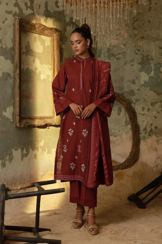 Sahar - Fall Embroidered Edit - AW1-25-14-Royal Berry - Unstitched