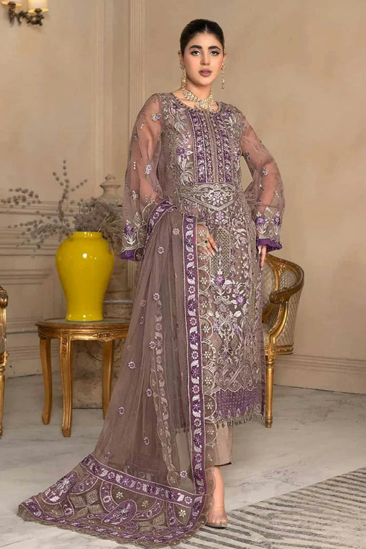 Janique - Embellish Luxury Collection Vol 7 - Design-03 Tyrian Purpel - Unstitched