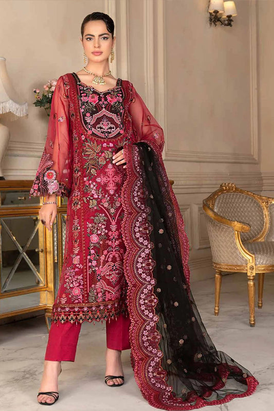 Janique - Embellish Luxury Collection Vol 7 - Design-07 Rose Red - Unstitched
