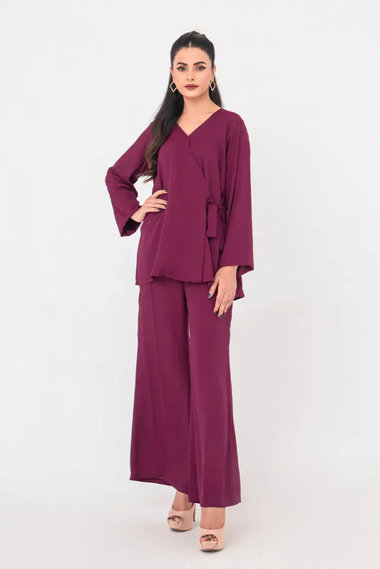 Picture of <!--kf-->The Slay Wear - Co-ord Set - Berry Wine - Available at Raja Sahib
