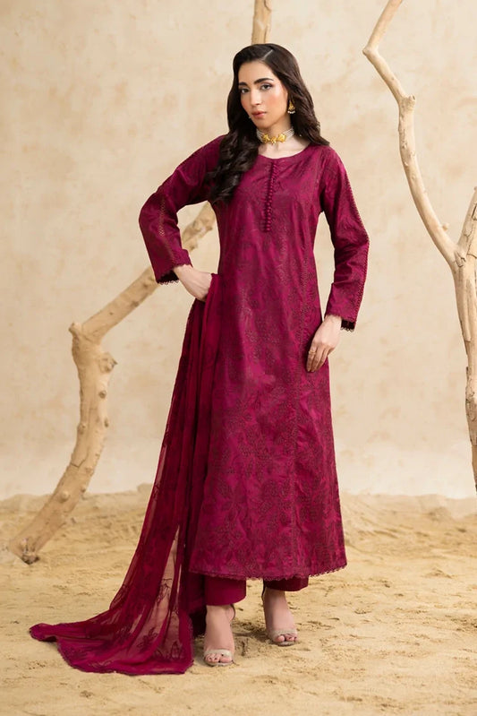 Threads & Weaves - Burgundy Embroidered Suit - 3 Piece