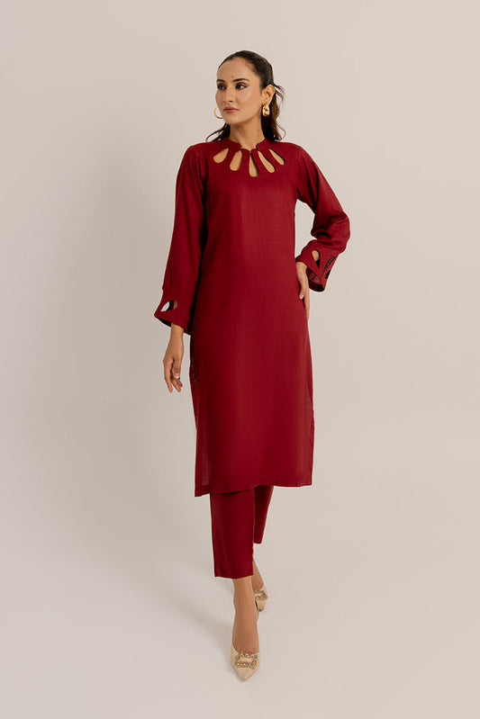 Picture of <!--acb-->The Slay Wear - Basic Stitched - Burgundy Set - Available at Raja Sahib