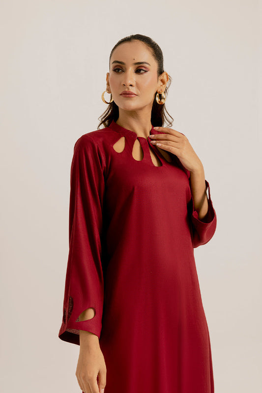 Picture of <!--acb-->The Slay Wear - Basic Stitched - Burgundy Set - Available at Raja Sahib