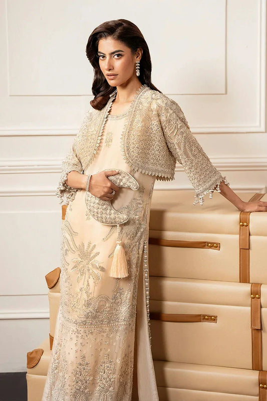 Zarizaa - Check In 5 Series Chiffon Collection - 3C-Creme - Unstitched