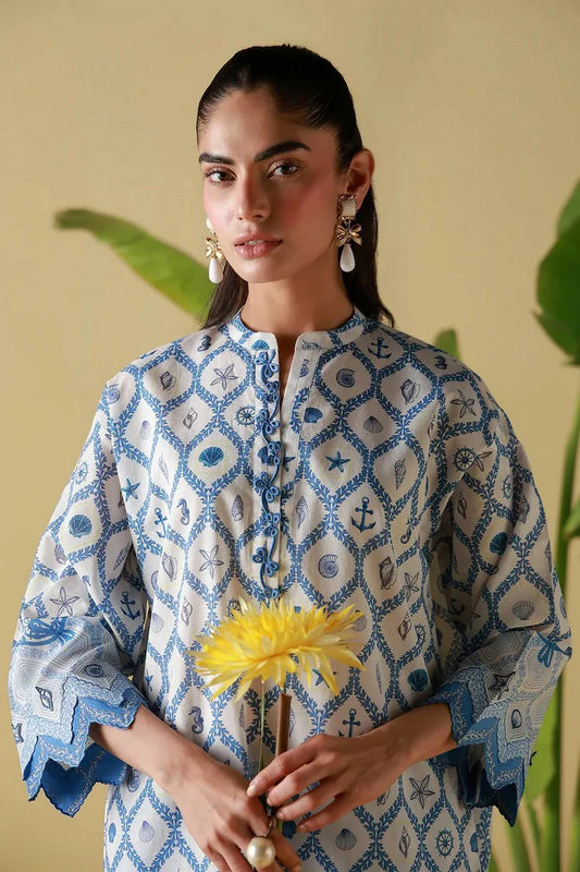 Sahar - Mirha Printed Lawn Collection - SS1-26-23-Porcelain Geo - Unstitched