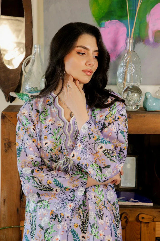 Sahar - Mirha Printed Lawn Collection - SS1-26-35-Lilac Wildflower - Unstitched