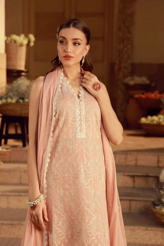 Sahar - Festive Chikankari Edit - CK-26-V2-01-Peach Blosoom Muse - Unstitched