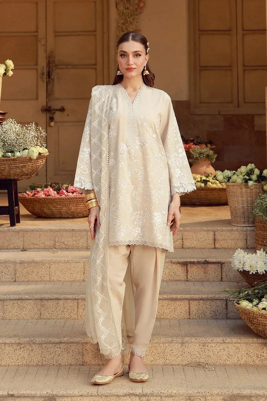 Sahar - Festive Chikankari Edit - CK-26-V2-04-Ivory Mirage - Unstitched