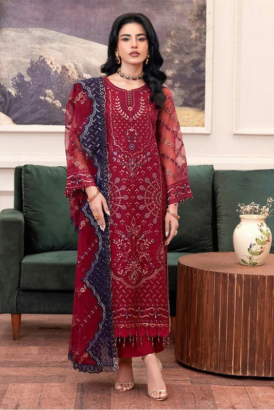 Azu - Zewar Embroidered Organza Collection - 01-Moon Light - Unstitched
