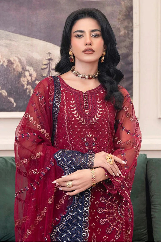 Azu - Zewar Embroidered Organza Collection - 01-Moon Light - Unstitched