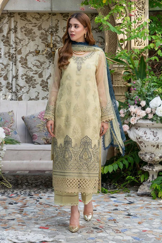 Azu - Navia Embroidered Organza Collection - 05-Aquatic Wave - Unstitched