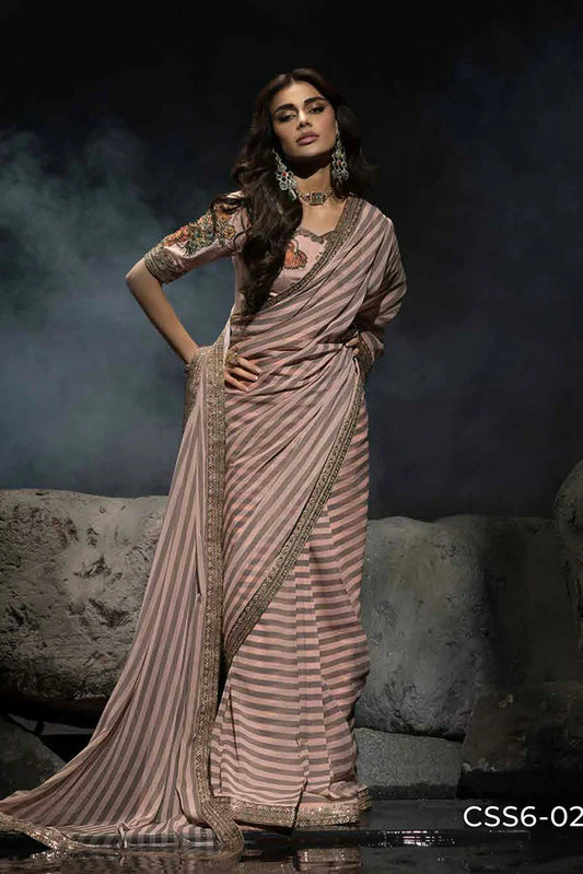 Charizma - Seher Premium Hand Work & Embroidered Formal Chiffon Saree Collection Vol 1 - CSS6-02 - Unstitched