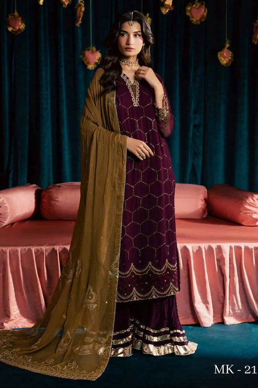 Nureh - Mukeshkari Embroidered Mukesh Chiffon Collection Vol 1 - MK-21 - Unstitched
