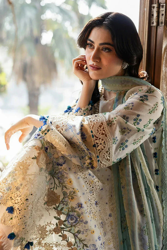 Elaf - Chikankari Prints With Chiffon Dupatta - ERC-1A SAHIL - Unstitched