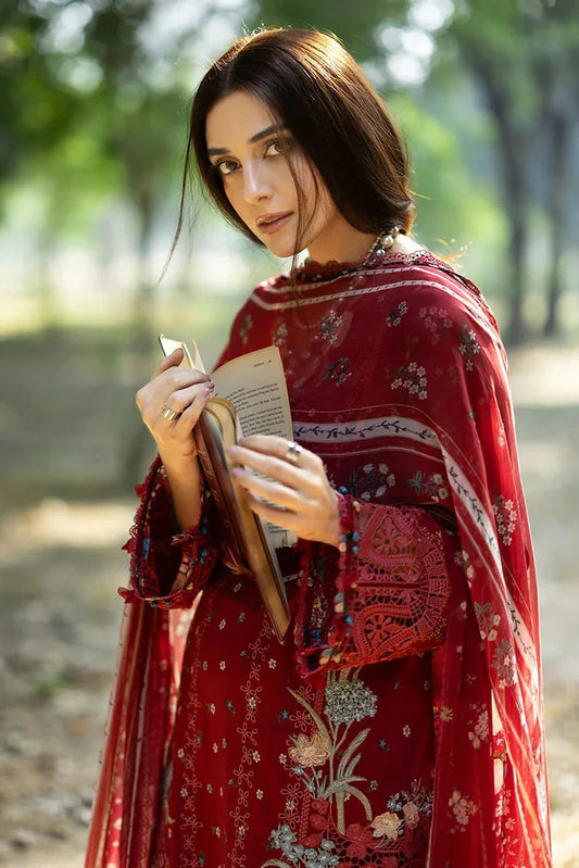 Elaf - Chikankari Prints With Chiffon Dupatta - ERC-1B MARJAAN - Unstitched