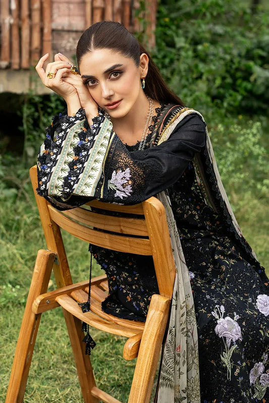 Elaf - Chikankari Prints With Chiffon Dupatta - ERC-4A KOYAL - Unstitched