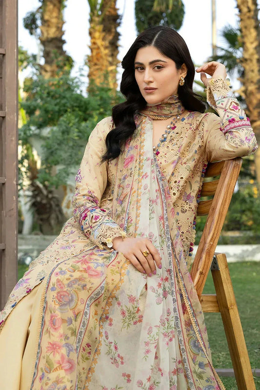 Elaf - Chikankari Prints With Chiffon Dupatta - ERC-5B KHUSHEE - Unstitched