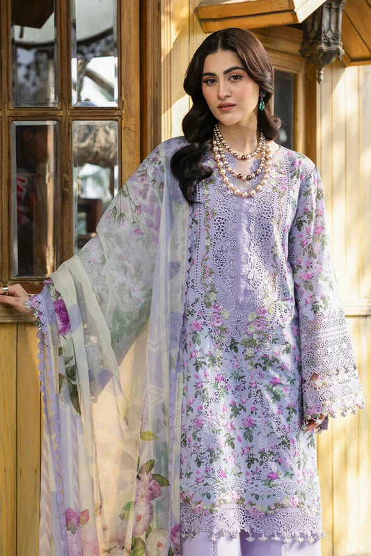 Elaf - Chikankari Prints With Chiffon Dupatta - ERC-6B IRIS - Unstitched