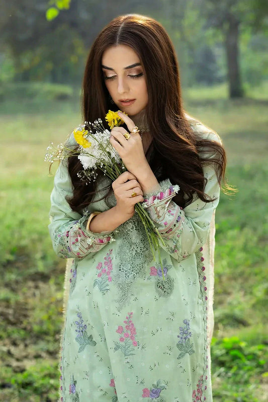 Elaf - Chikankari Prints With Chiffon Dupatta - ERC-7B NAHL - Unstitched