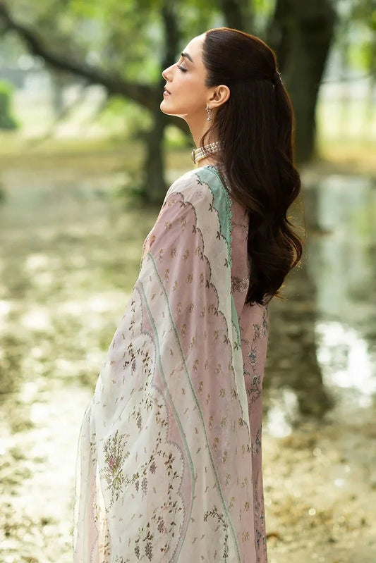 Elaf - Chikankari Prints With Chiffon Dupatta - ERC-8A SAHAA - Unstitched