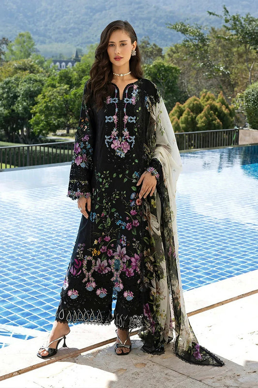 Elaf - Signature Florals Whispers Collection - ESA-1B BLACK THRONE - Unstitched