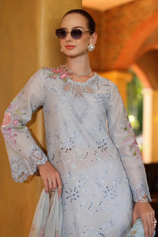 Noor by Saadia Asad - Noor Luxury Eid Handwork Schiffli Laserkari - D10B-Roselle - Unstitched