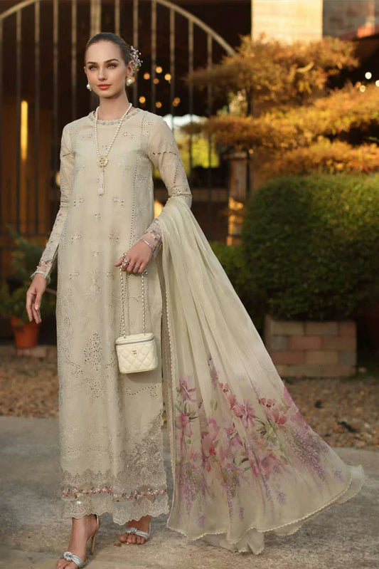 Noor by Saadia Asad - Noor Luxury Eid Handwork Schiffli Laserkari - D2B-Aloura - Unstitched