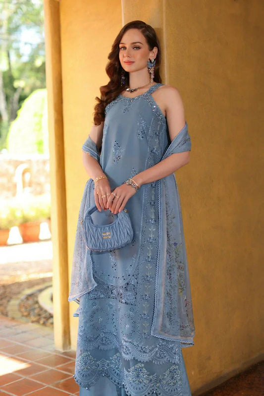 Noor by Saadia Asad - Noor Luxury Eid Handwork Schiffli Laserkari - D3A-Mirelle - Unstitched