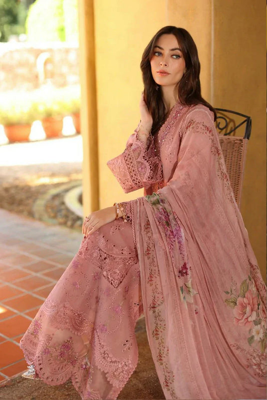 Noor by Saadia Asad - Noor Luxury Eid Handwork Schiffli Laserkari - D3B-Mirelle - Unstitched