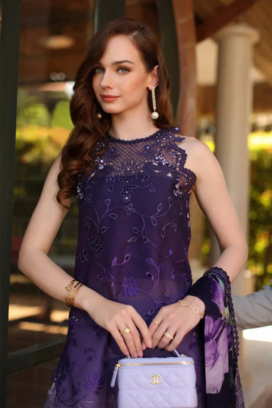 Noor by Saadia Asad - Noor Luxury Eid Handwork Schiffli Laserkari - D4A-Seraphine - Unstitched