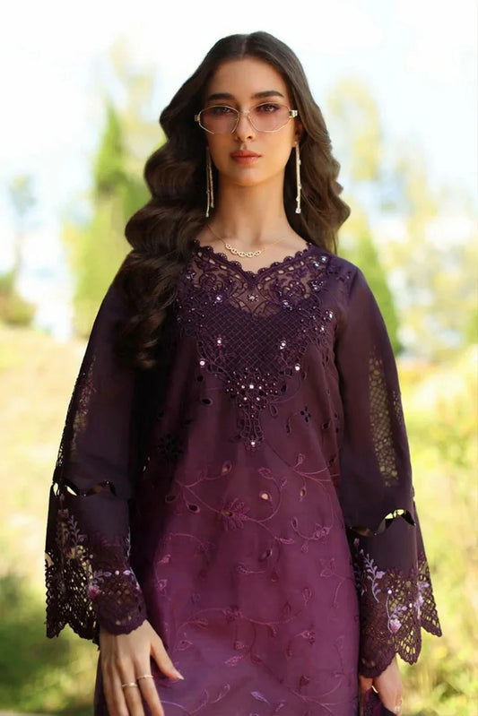 Noor by Saadia Asad - Noor Luxury Eid Handwork Schiffli Laserkari - D4B-Seraphine - Unstitched