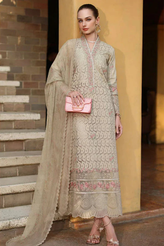 Noor by Saadia Asad - Noor Luxury Eid Handwork Schiffli Laserkari - D5A-Lunaria - Unstitched