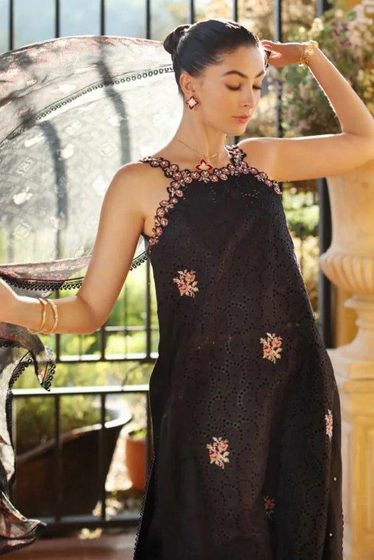 Noor by Saadia Asad - Noor Luxury Eid Handwork Schiffli Laserkari - D5B-Lunaria - Unstitched