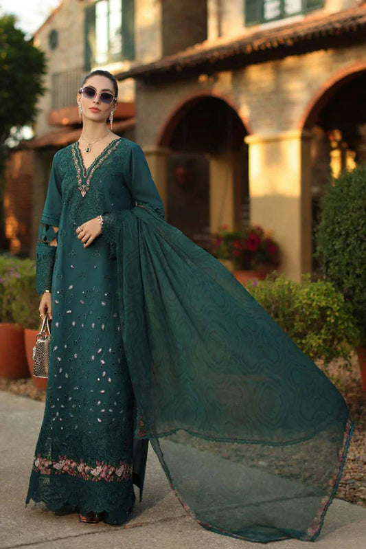 Noor by Saadia Asad - Noor Luxury Eid Handwork Schiffli Laserkari - D6B-Zelina - Unstitched