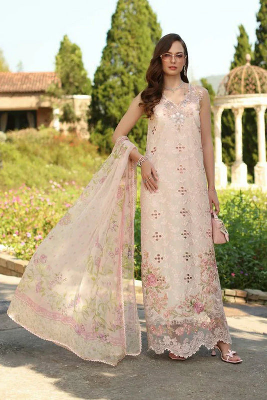 Noor by Saadia Asad - Noor Luxury Eid Handwork Schiffli Laserkari - D7A-Florine - Unstitched