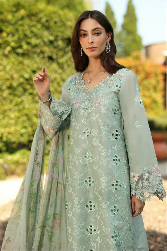 Noor by Saadia Asad - Noor Luxury Eid Handwork Schiffli Laserkari - D7B-Florine - Unstitched
