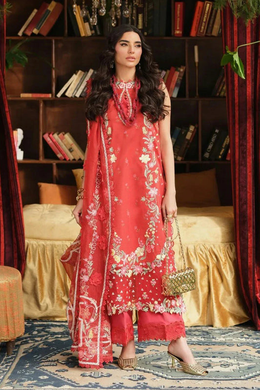 Maryam Hussain - A Floral Tale Lawn - L26-04-Crimson - Unstitched