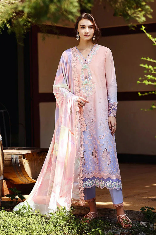 Mushq - Solace Ombre Chikankari - 01-Morning Veil - Unstitched