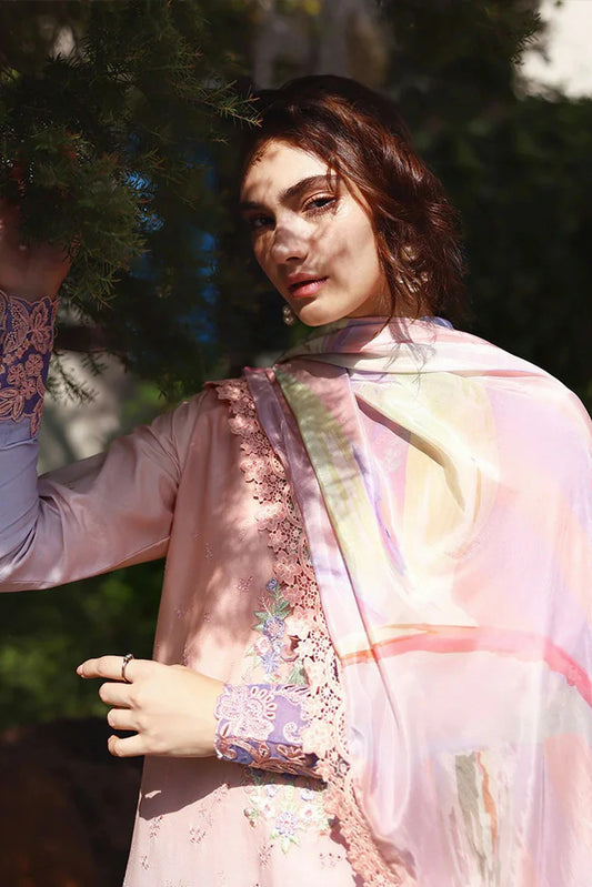 Mushq - Solace Ombre Chikankari - 01-Morning Veil - Unstitched