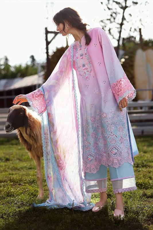 Mushq - Solace Ombre Chikankari - 07-Faint Blossom - Unstitched