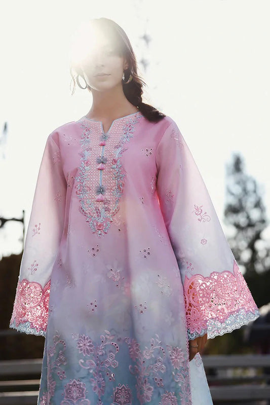 Mushq - Solace Ombre Chikankari - 07-Faint Blossom - Unstitched