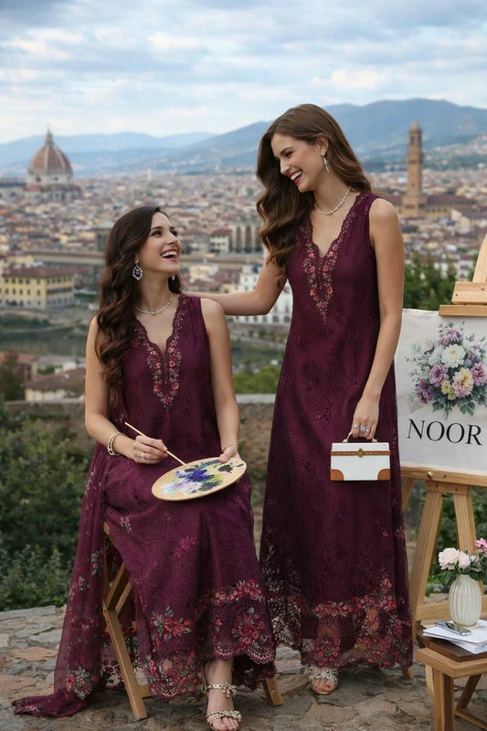 Noor by Saadia Asad - Noor Luxury Eid Schiffli Laserkari - Design 10 - Unstitched