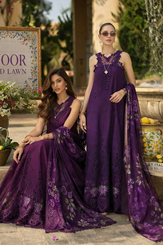 Noor by Saadia Asad - Noor Luxury Eid Schiffli Laserkari - Design 02 - Unstitched