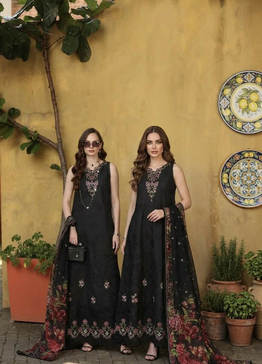 Noor by Saadia Asad - Noor Luxury Eid Schiffli Laserkari - Design 05 - Unstitched